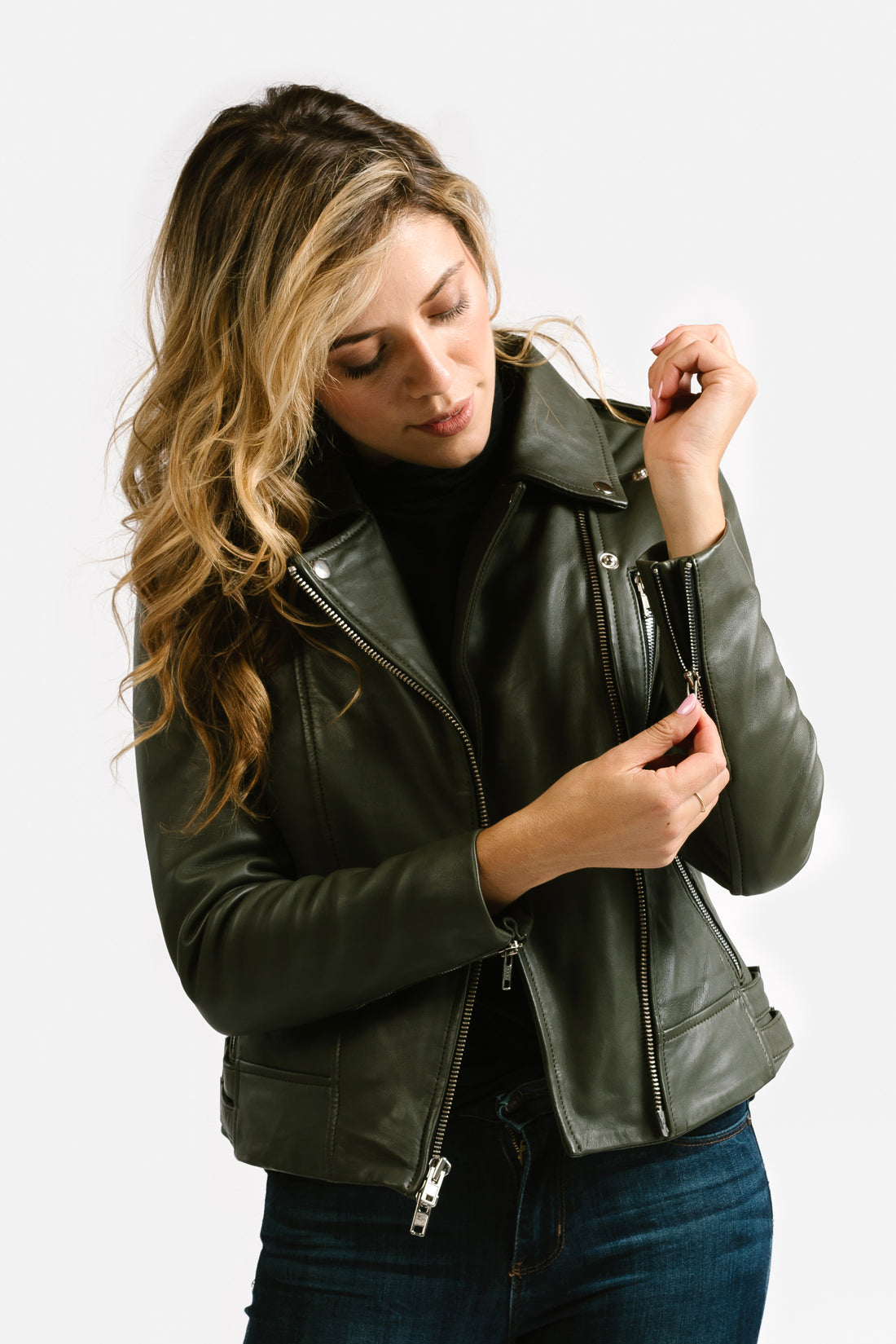 Womens Shearling Lined Faux Leather Jacket - Wild Algeria