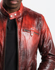 Slim Racer Two-Tone Leather Jacket | Hades
