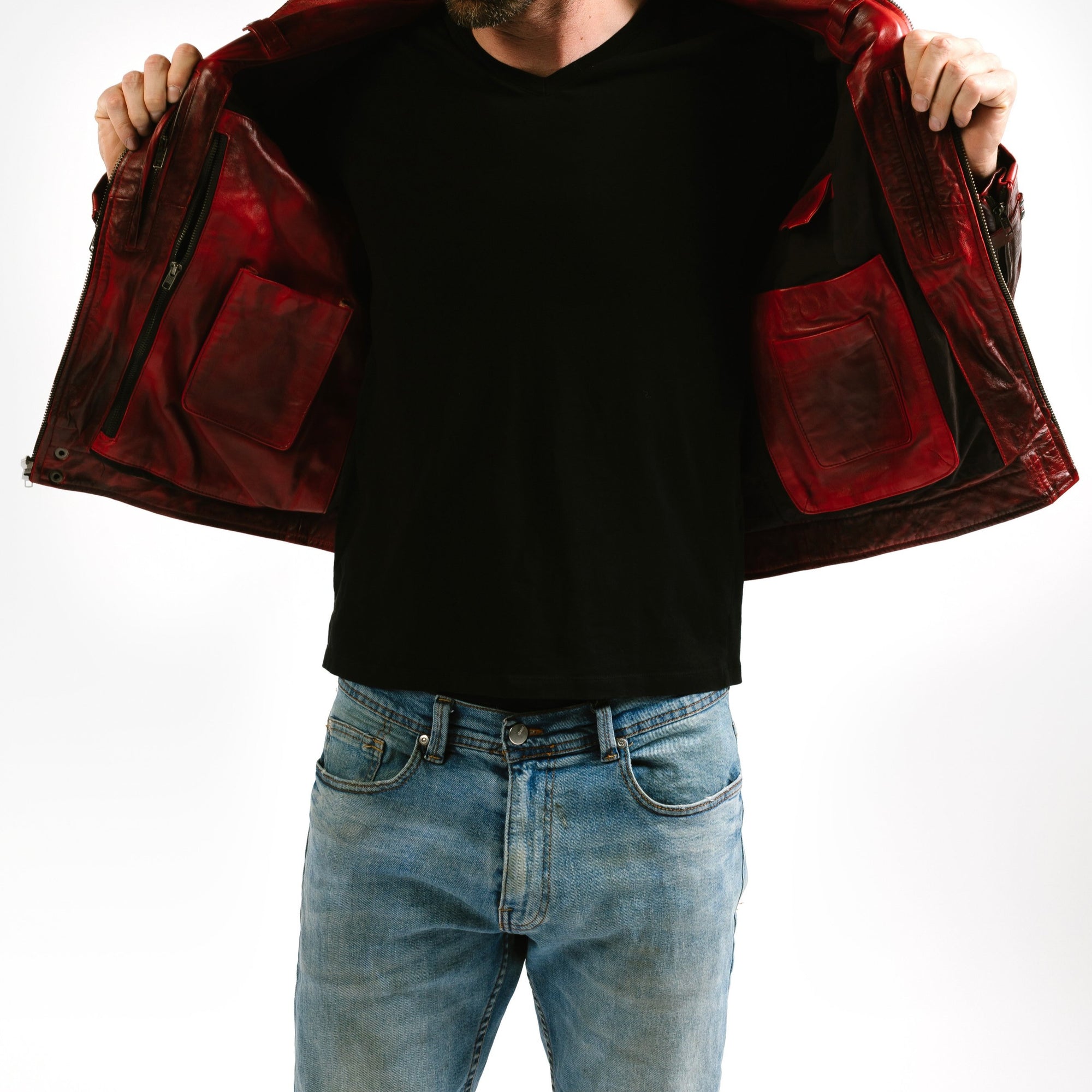 Slim Racer Two-Tone Leather Jacket | Hades